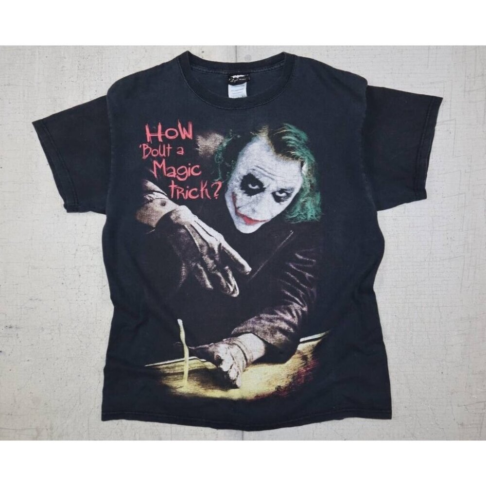 Vintage The Dark Knight Joker How Bout A Magic Trick? T Shirt Size Medium